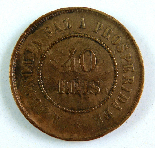 Moneda 40 Reis Brasil 1895 Primera Republica Muy Escasa (4) 