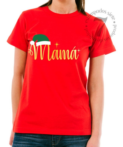 Polera Manga Corta Navidad, Personaliza Tu Nombre Dama 