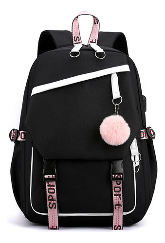 Xb M Mochila Escolar Usb Con Cordones Kuromi + Reloj