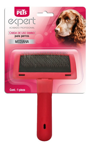 Carda Mediana Mascotas Roja Cerdas Flexibles Fancy Pets