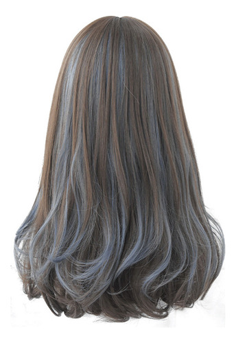 Peluca B Para Mujer, Con Mechas A La Moda, Azul Común (uso)