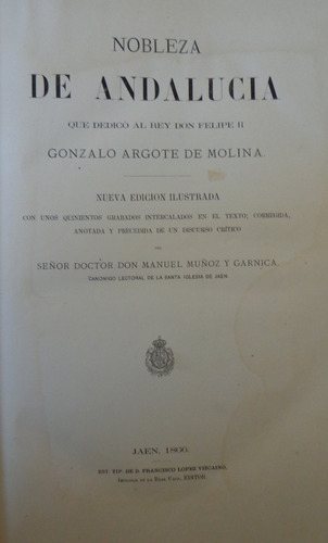 Nobleza Andalucía Argote Molina Genealogía España 1866