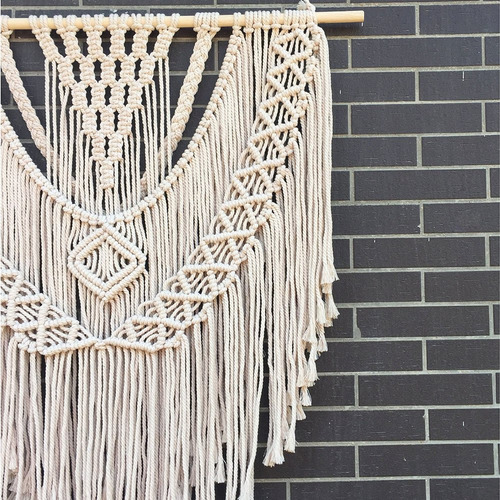 Imagen 4 de 6 de Tapiz De Algodón Fino 100% Hecho A Mano Macramé Para Colgar