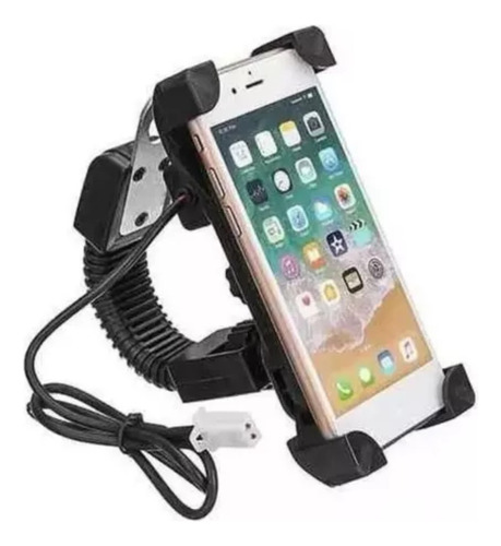 Soporte Celular Para Moto Ajustable Con Puerto Usb Cargador 