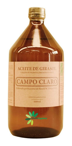 Aceite De Girasol Orgánico - Campo Claro X 1000cc (pack X2)