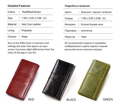 - Carteras De Piel Para Mujer, Retro Cartera Con Bloqueo