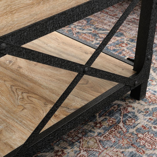 Mesa De Centro Con Tapa Elevable De Roble Al Carbono Color Café claro