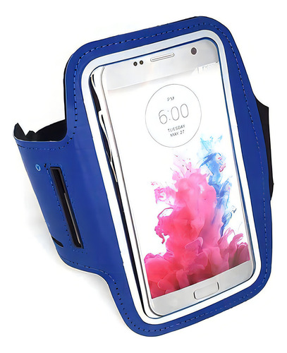 Braçadeira Porta Celular P/ Exercício Físico Neoprene Lycra Cor Azul