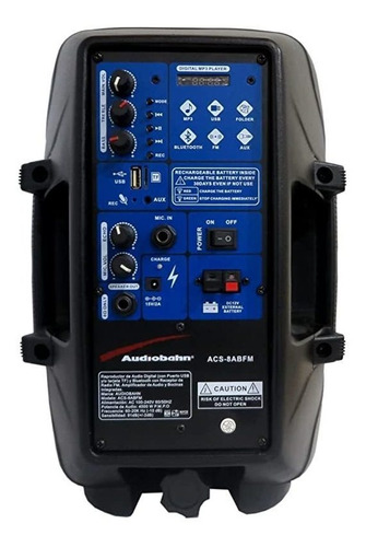 Bocina Audiobahn ACS-8ABFM portátil con bluetooth negra 100V/240V