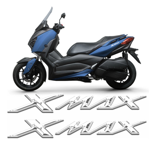 Par Adesivo Emblema Scooter Yamaha Xmax 2020 A 2023 Cromado