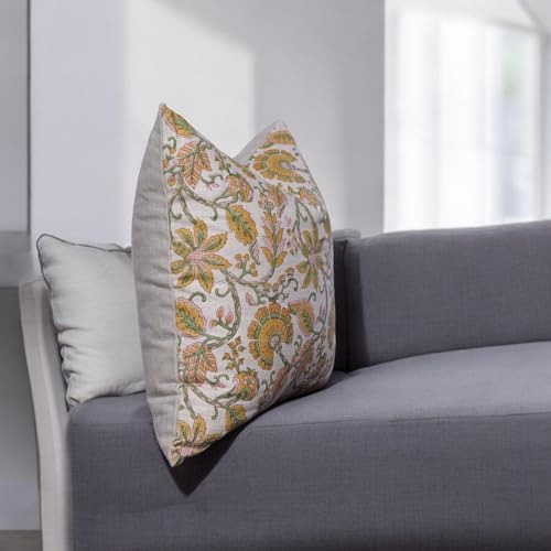 Funda De Almohada De Lino Puro Con Estampado Floral