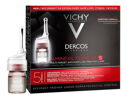 Ampollas Vichy Dercos Aminexil Clinical 5 Hombre 72ml X 12 U