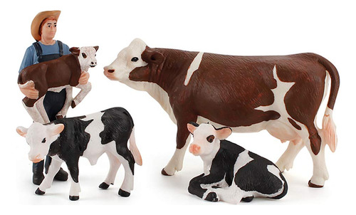Doyifun Juego De 4 Figuras Realistas De Vacas De Granja, Col