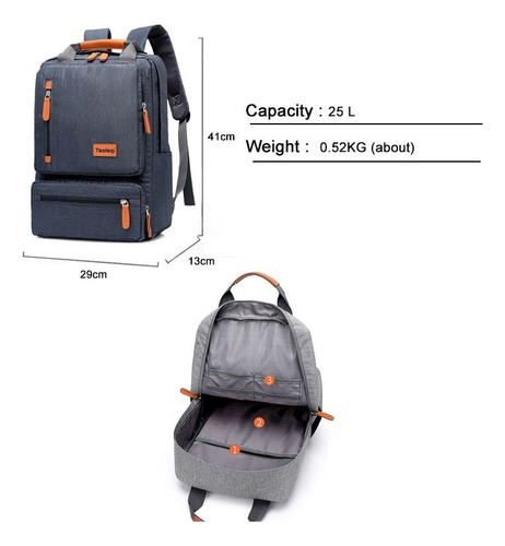 Mochila Urbana Impermeable Reforzada Bolsillos Laptop Unisex
