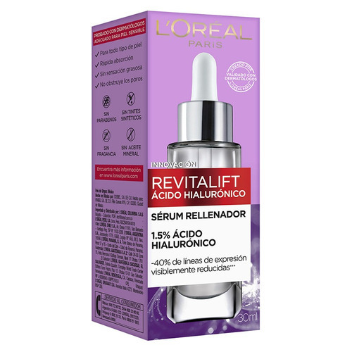 Sérum L'oréal Paris Revitalift Ácido Hialurónico X 30ml Momento de aplicación Día/Noche Tipo de piel Todos