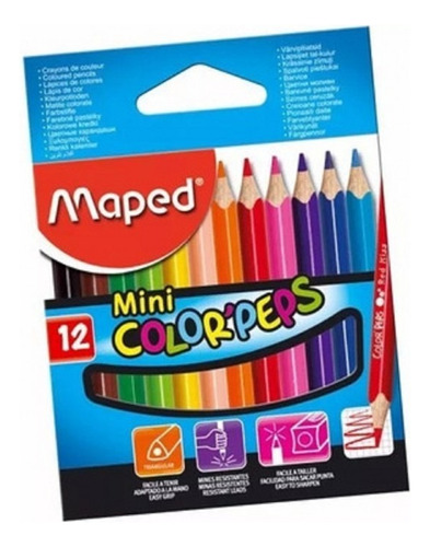 Lapices De Colores Maped Mini Color Peps Cortos X12u Escolar