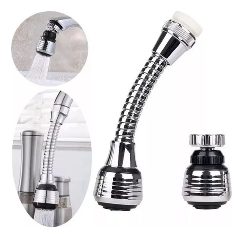 Extension Flexible Llave Agua 360 Cocina Baño Color Plateado