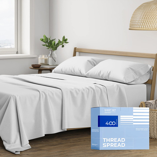 Sabanas Para Cama Queen Con Funda De Almohada Plateado 4 Pz