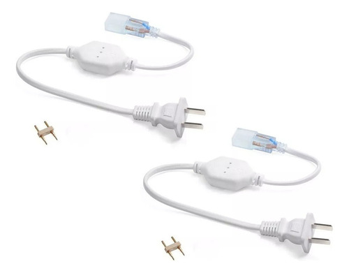 Conector Para Manguera Led 110 Volts 5050 6mm Pines 2 Piezas Luz Blanco