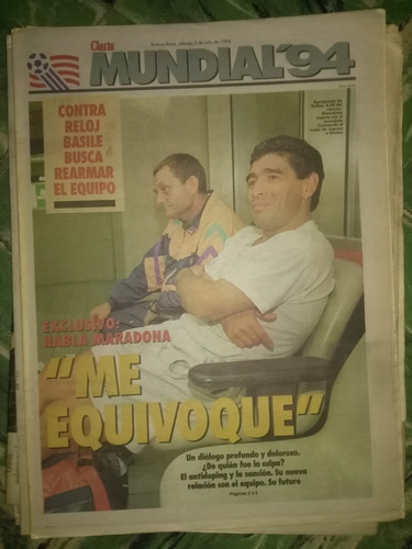Diario Clarin Deportivo Mundial Usa 94 Maradona Me Equivoque