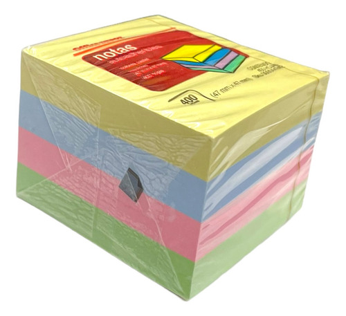 Mini Notas Adhesivas 47x47mm Color Pastel 2x2 Cubo 400 Hojas