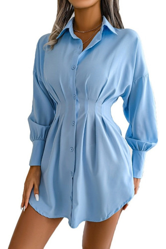 Camisa Blusa Mujer Casual Elegante Entallado Manga Larga