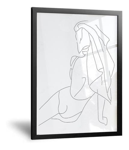 Cuadro Minimalista - Cuadro Baño Silueta Toalla - 35x50 Cm