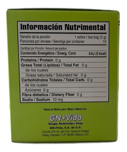 Imagen 3 de 6 de Té De Limón 15 Sobres De 3 Gr C/u Gn+vida