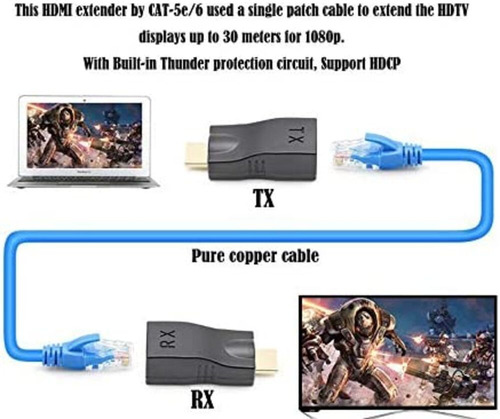 Adaptador Extensor Hdmi A Ethernet Rj45 Cat 5e/6e