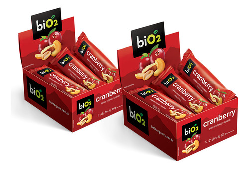Bio2 Barra Nuts Cranberry 24 X 25 G Vegana E Sem GlĂșten
