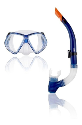 Combo Mascara Y Snorkel Escualo Modelo Expert Azul