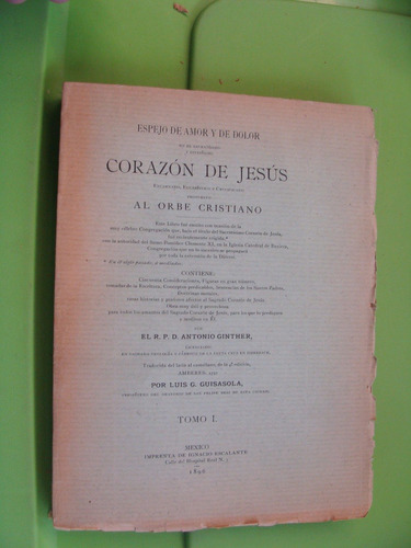 Libro  Clave 08 Antiguo Año 1896 , Espejo De Amor Y De Dolor