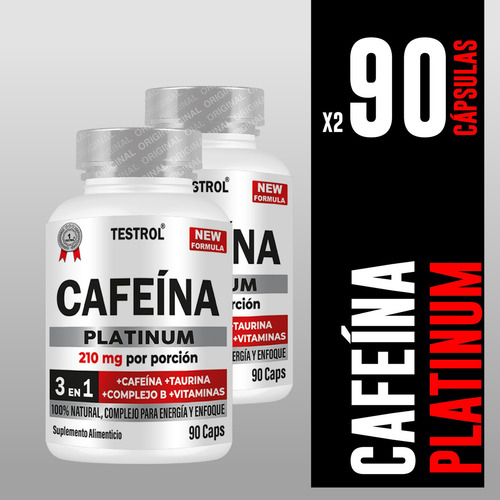 Cafeína Platinum Paquete 2 Piezas 90 Cápsulas Sabor Sin sabor