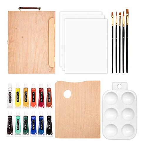 Academy Art Supply Juego De Caballete De Mesa Con Caja De Ca