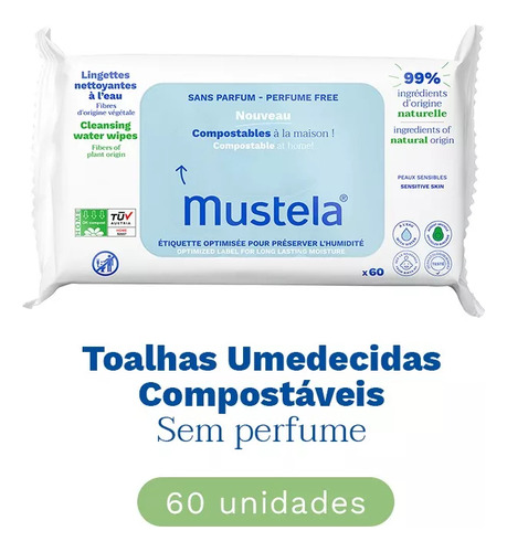 Mustela Toalhas Umedecidas 60 Un - Bebê Sem Perfume