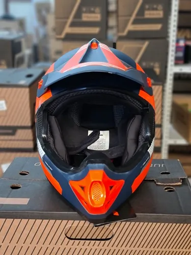 Casco Enduro Cuatricicl Moto Hawk Rs7 F Azul Naranja Talle L