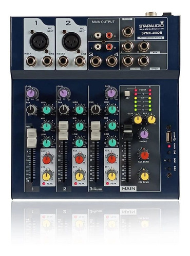 Staraudio Audio Profsional Consola Mezcla 4 Canal Usb 16