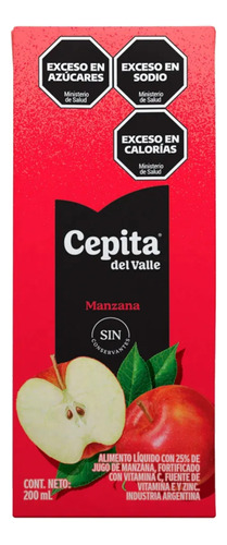 Jugo Cepita Manzana 200 Ml Pack X 6u Vitaminas C Y E Zinc