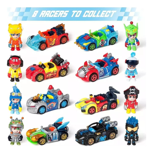 Imagen 3 de 7 de T-racers Auto Carrera Vehiculo Turbo + Figura Sorpresa Colec