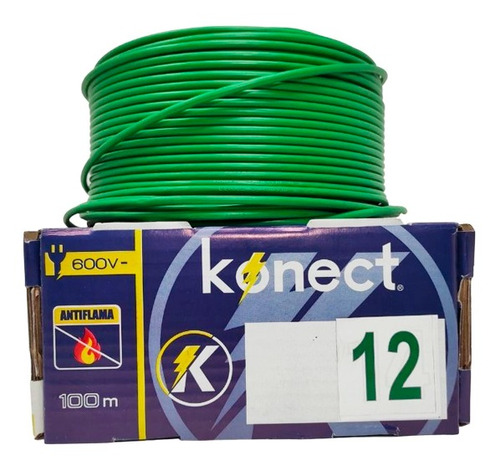 Cable Electrico Cca Unipolar Konect Calibre 12 Verde 100 M