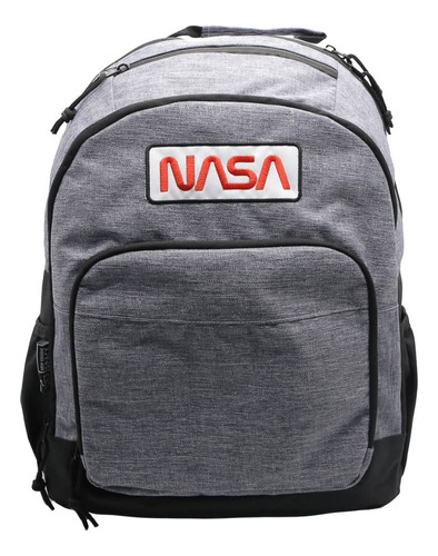 Mochila Escolar Nasa 16 Espalda Diseño Clasico Color Gris Diseño de la tela Liso