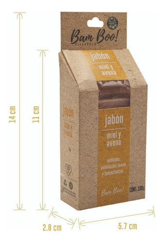 Imagen 9 de 9 de Jabón Artesanal Natural Miel Avena 100 G Bam Boo! Lifestyle