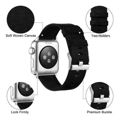 Imagen 2 de 4 de Malla Canvas Tejido Para Apple Watch Exclusivas !!