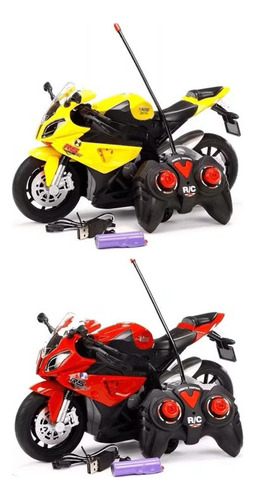 Moto Controle Remoto Recarregável 360o Som E Luz 2 Movimento Cor Azul