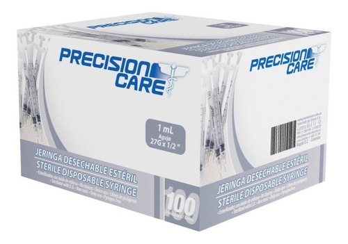 Jeringa Precision Care 1ml - 27g X 1/2 -  Caja X100 Und