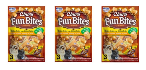 Churu Fun Bites Gatos Pollo - Pack De 3 - Snack Premio