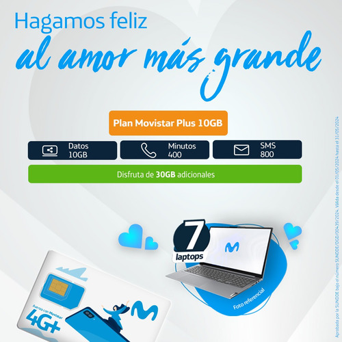 Tarjeta Sim Card Movistar Línea Nueva 4g Plan Movistar 10 Gb