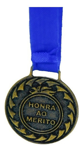 Kit Com 10 Medalhas De Bronze M30 Honra Ao Mérito Fita Azul