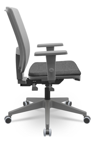Cadeira Escritório Brizza Braço 3d Back Nr17 Cinza Plaxmetal