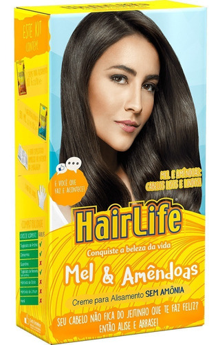 Creme Alisante Hairlife Mel & Amêndoas Kit C/2